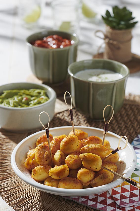 Gnocchi au fromage à partager et trio de sauces mexicaines
